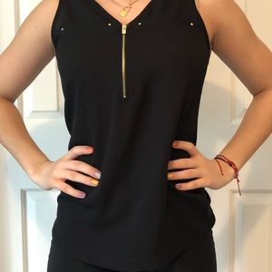 NWOT Express Black Tank Top with Zipper Front